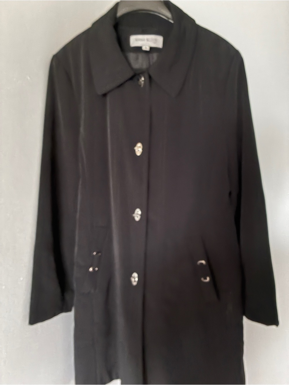 Anne Klein Black Women's Trench Coat with Metallic Hardware